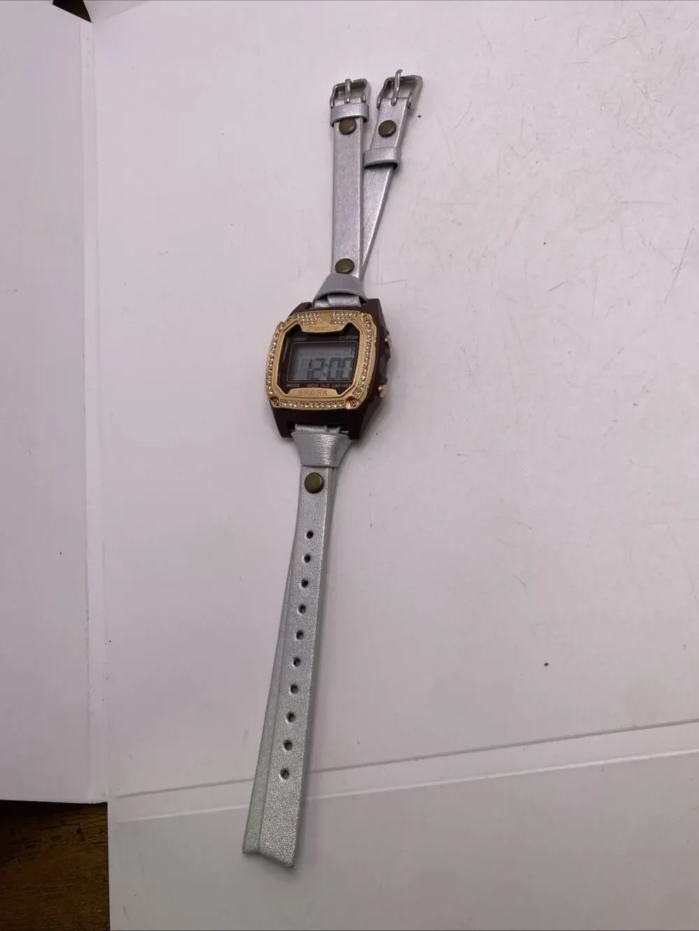 Freestyle Shark Rosegold Rhinestone SilverLeather Band Surfing Watch New Battery